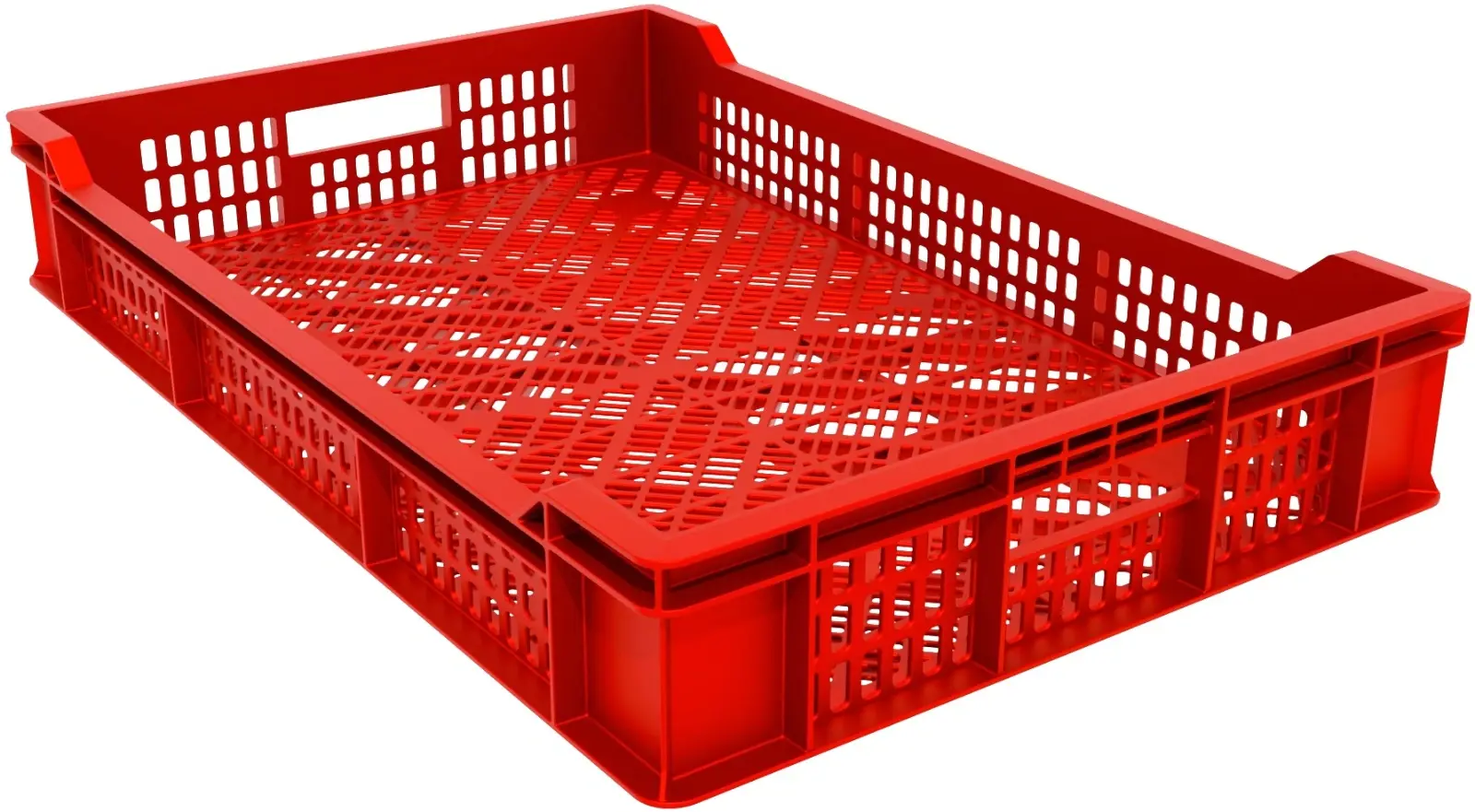 60x40x10 Perforated Plastic Crate with Terrace